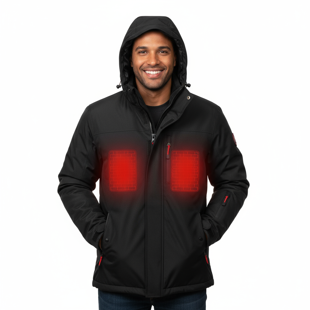 Homme heureux portant la veste sur fond blanc pur