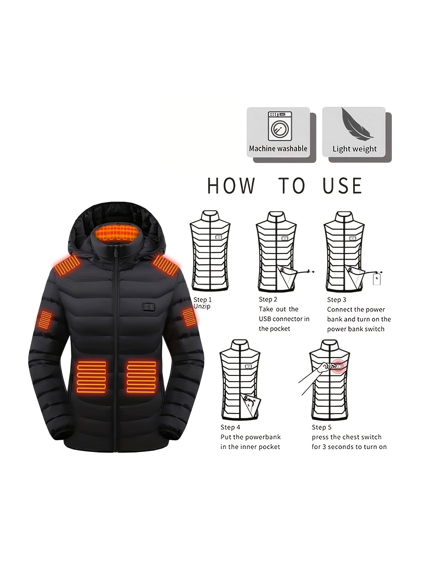 Veste Chauffante Femme - 3 Niveau De Chauffage